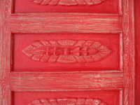 Painted old red door of lobby